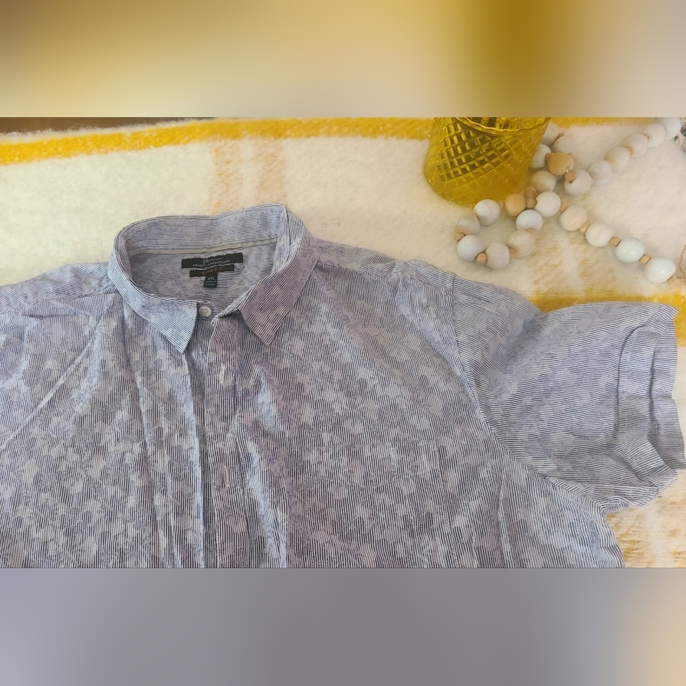 Marc Anthony Blue and White Casual Button Down Shirt